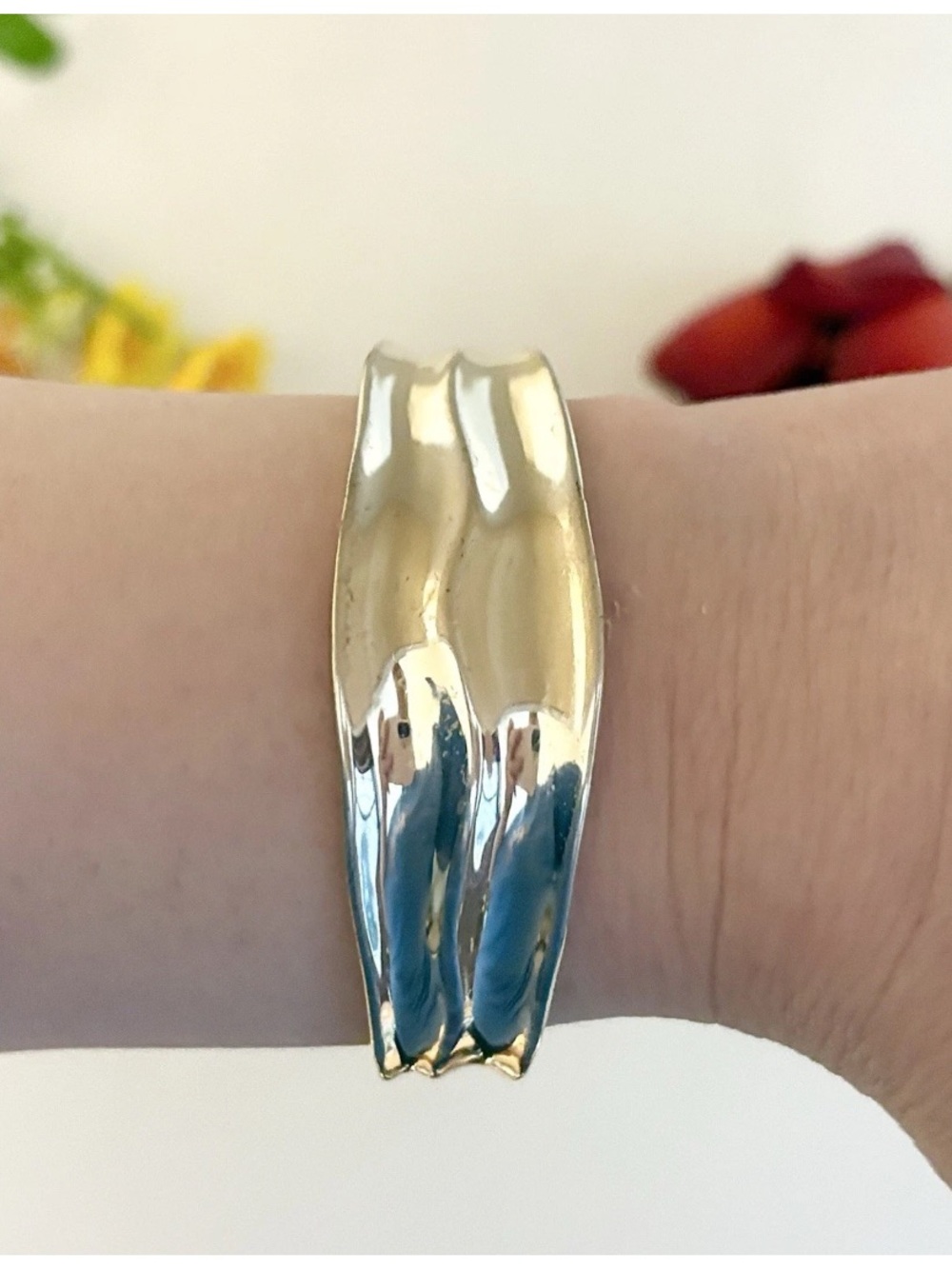 Pilgrim Sleek Modernist Wavy Silver Open Cuff Dreams Sculpted Bangle Bracelet